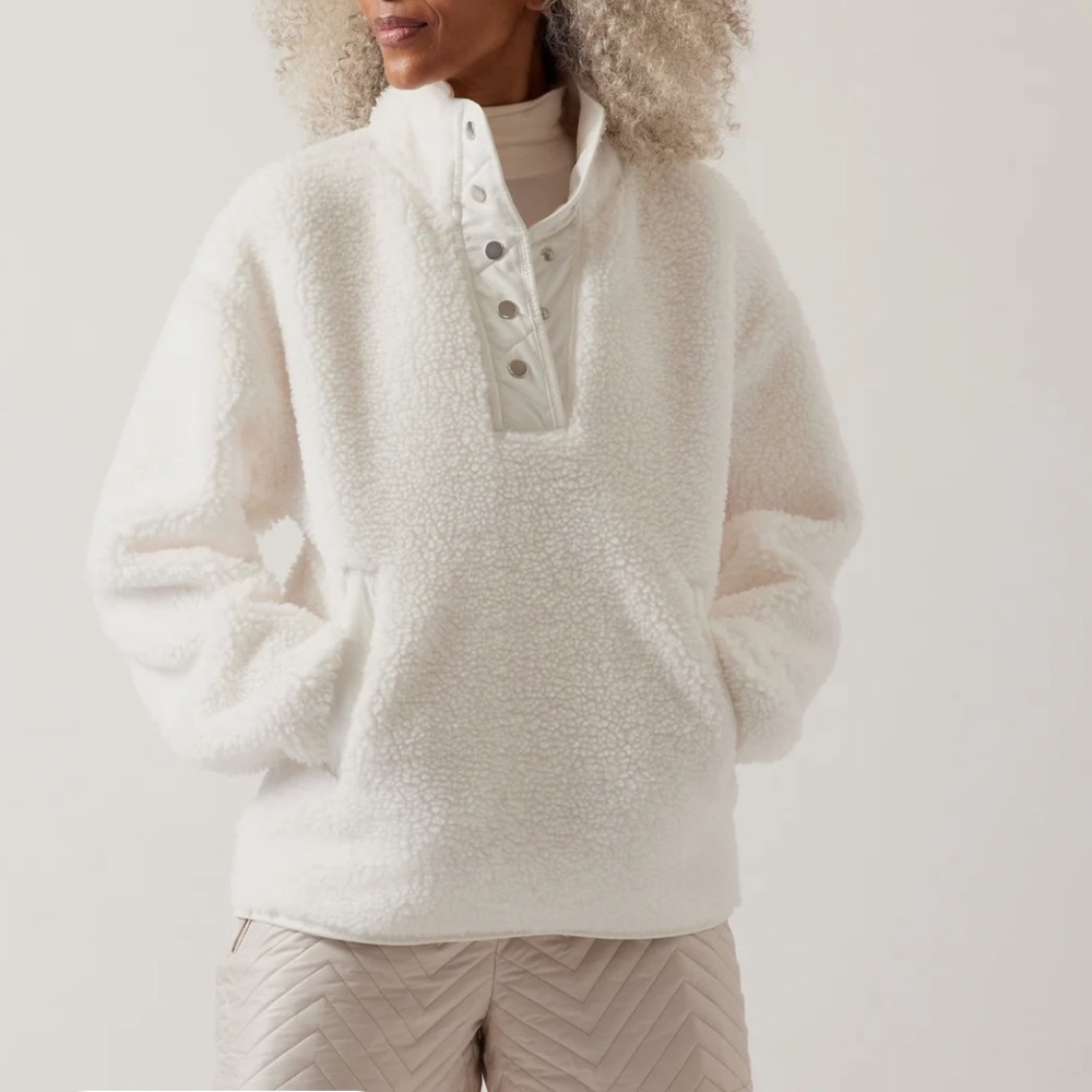 Athleta | cozy sherpa snap sweatshirt
